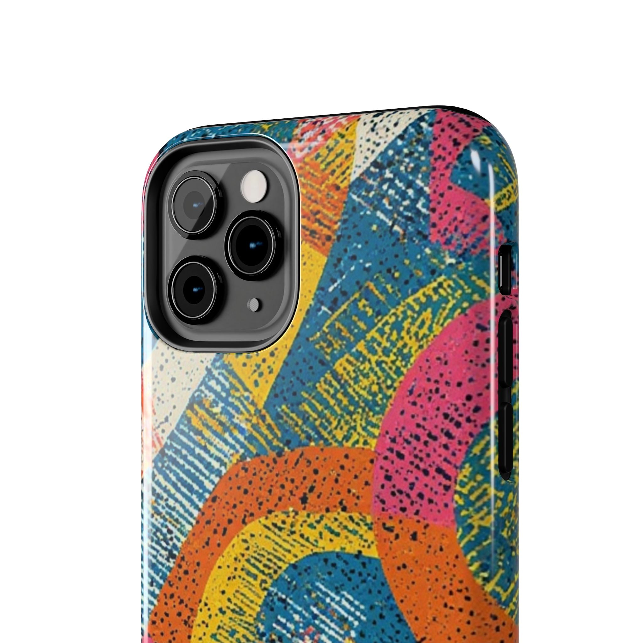 Bold Retro Abstract Tough Phone Case — Colorful Geometric Protective Cover