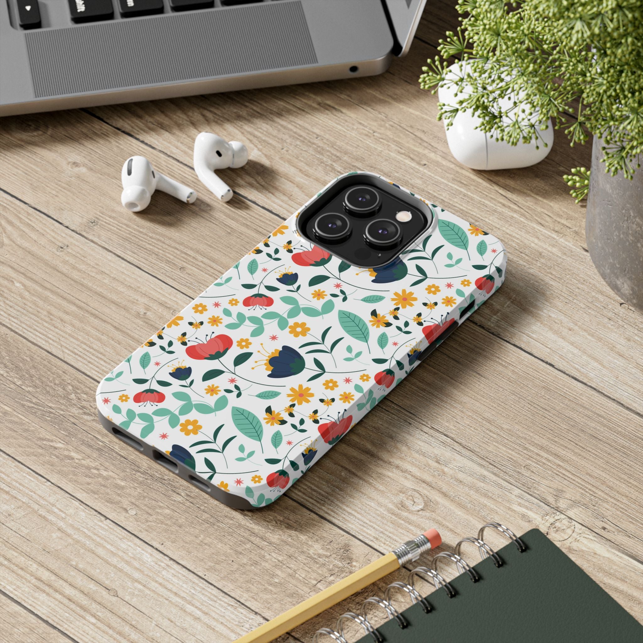 Floral Pattern Tough Phone Case — Colorful Spring Flowers Phone Cover