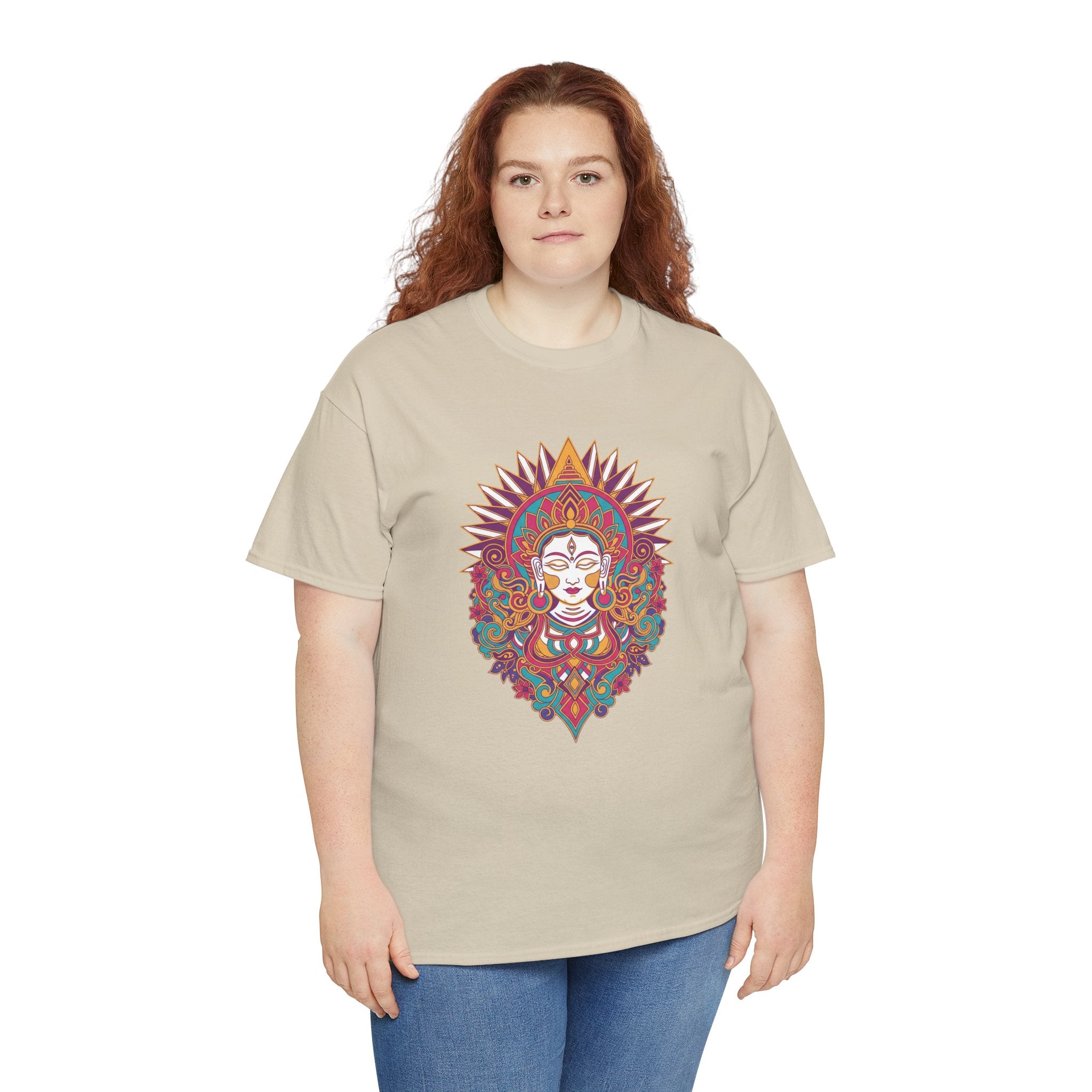 Spiritual Goddess Sun Mandala Tee — Colorful Boho Yoga T‑Shirt
