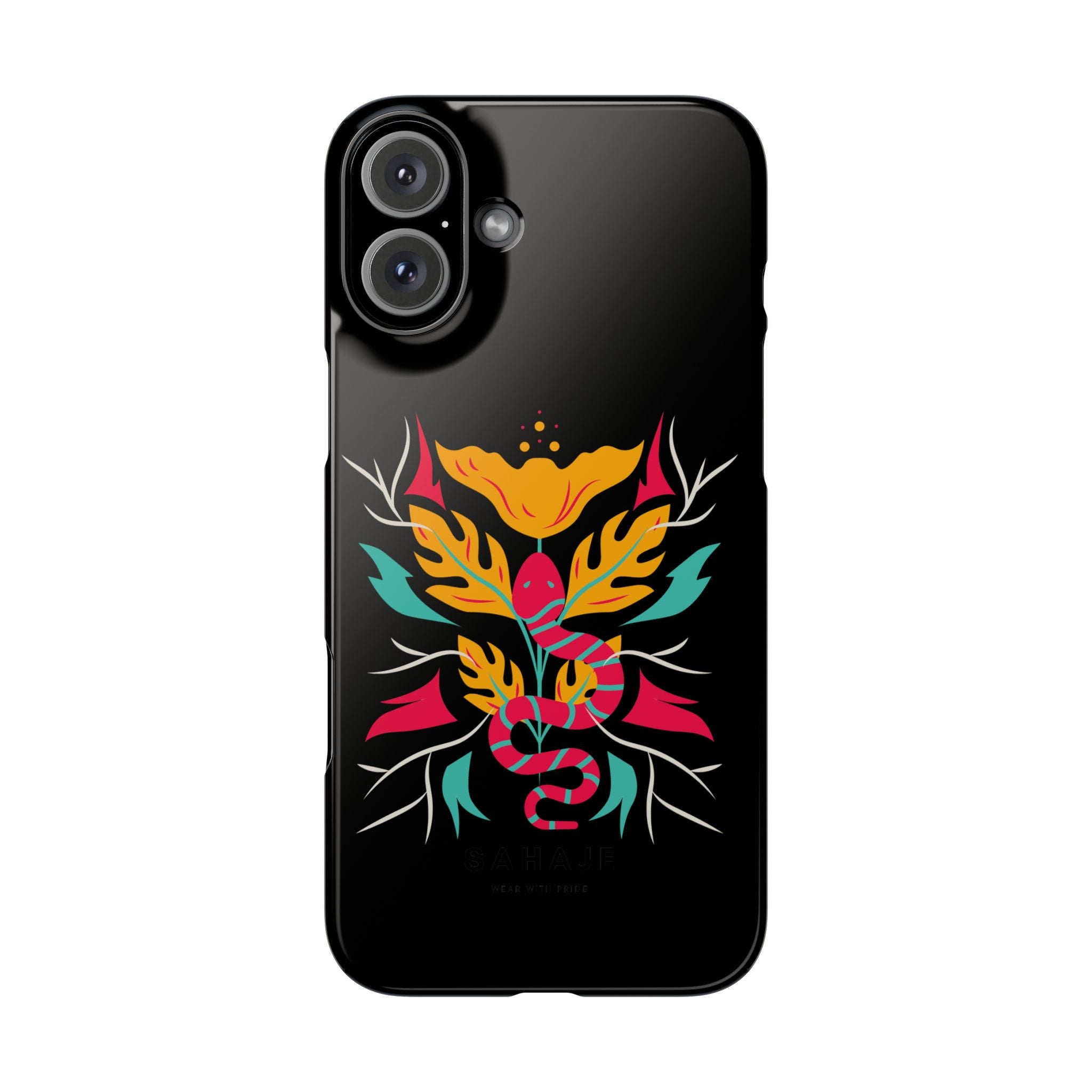 Colorful Floral Snake Slim Phone Case, Trendy Phone Accessories, Unique Gift for Nature Lovers, Modern Phone Cover, Stylish Protection