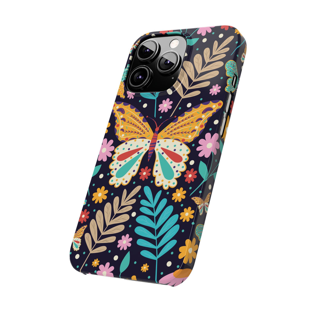 Butterfly Floral Slim Phone Case — Colorful Boho Garden Design