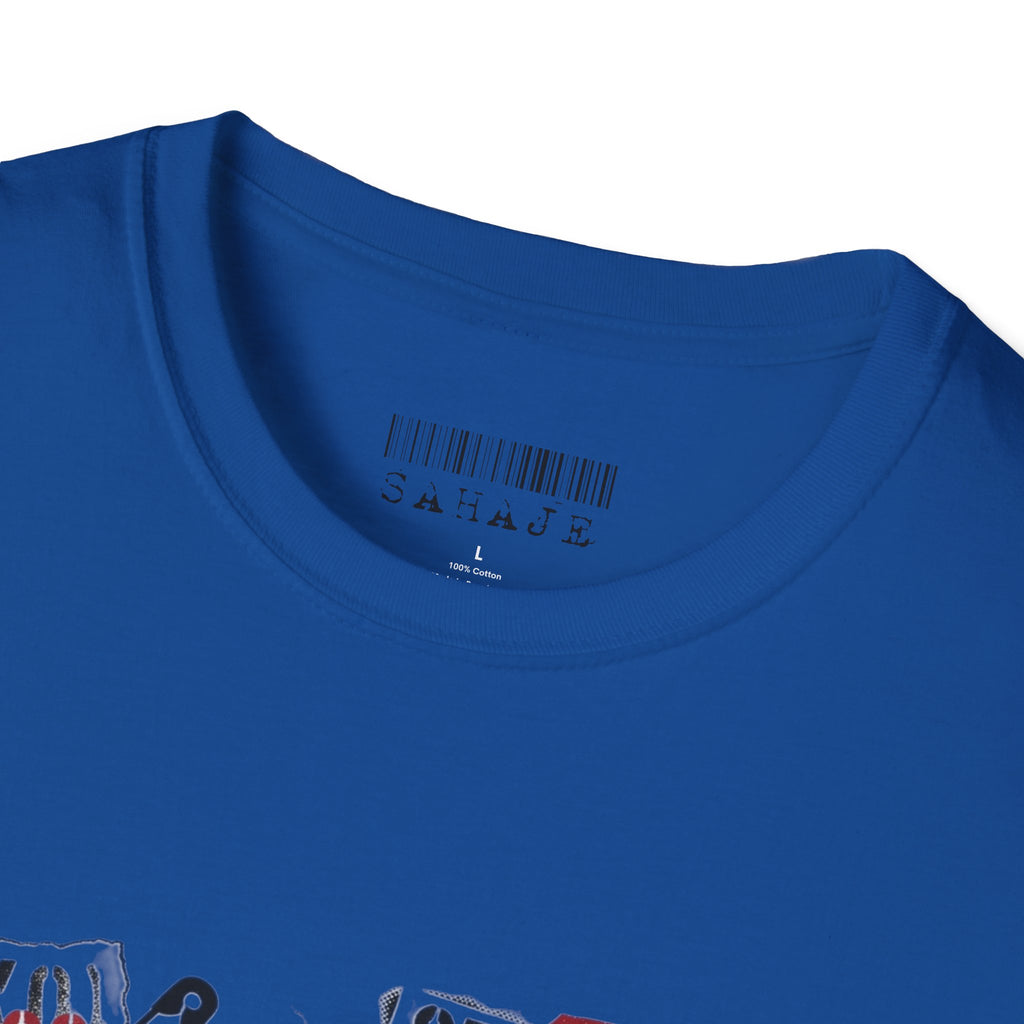 Sahajé Graphic T-Shirt — Bold Streetwear Tee with Red Slash Design