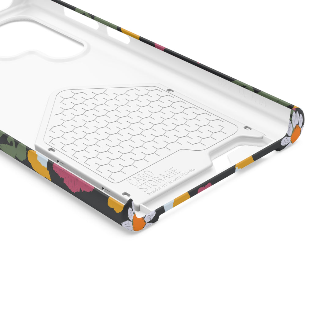 Floral Phone Case with Card Holder, Stylish Smartphone Accessory, Gifts for Her, Trendy Floral Design, Perfect for Spring & Summer