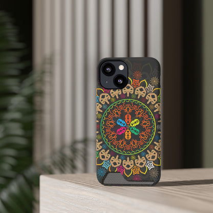 Colorful Mandala Phone Case with Card Holder, Bohemian Phone Accessory, Gift for Him/Her, Vibrant Smartphone Case, Artistic Phone Cover