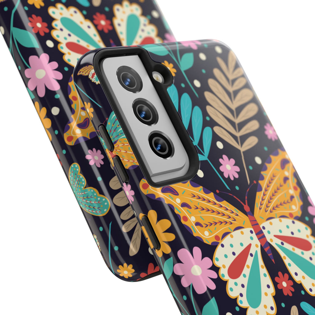 Floral Butterfly Tough Phone Case — Colorful Garden Protective Cover