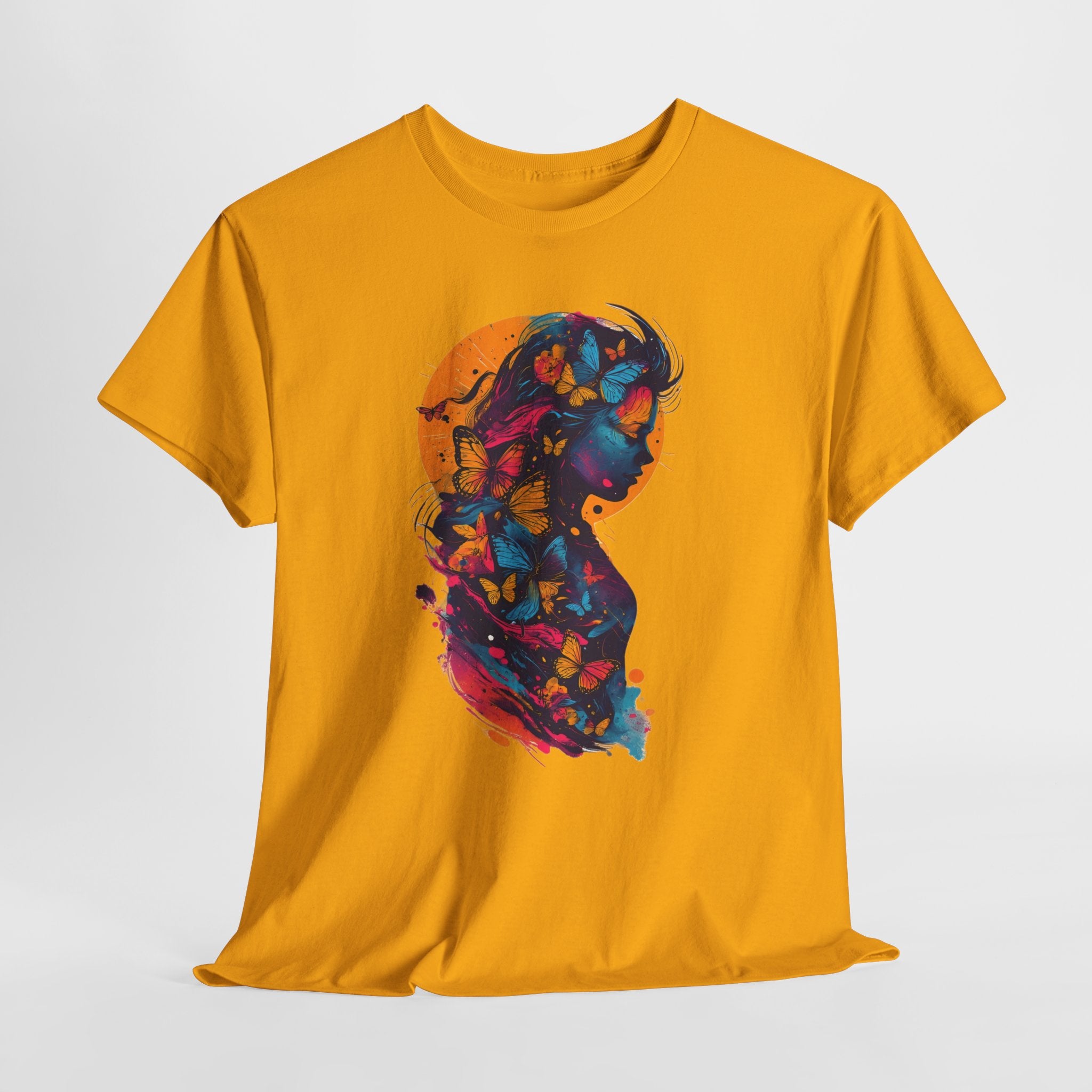 Butterfly Silhouette Graphic Tee — Colorful Maternity Profile Design