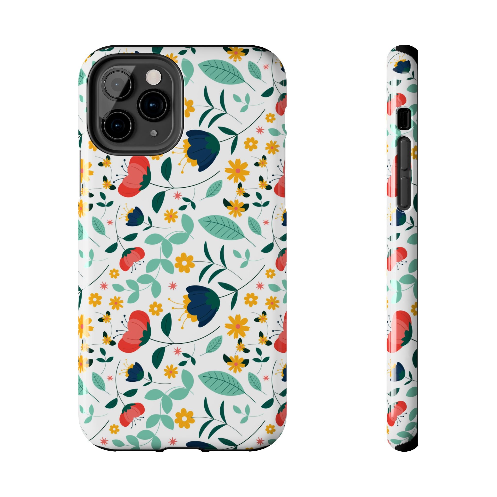 Floral Pattern Tough Phone Case — Colorful Spring Flowers Phone Cover