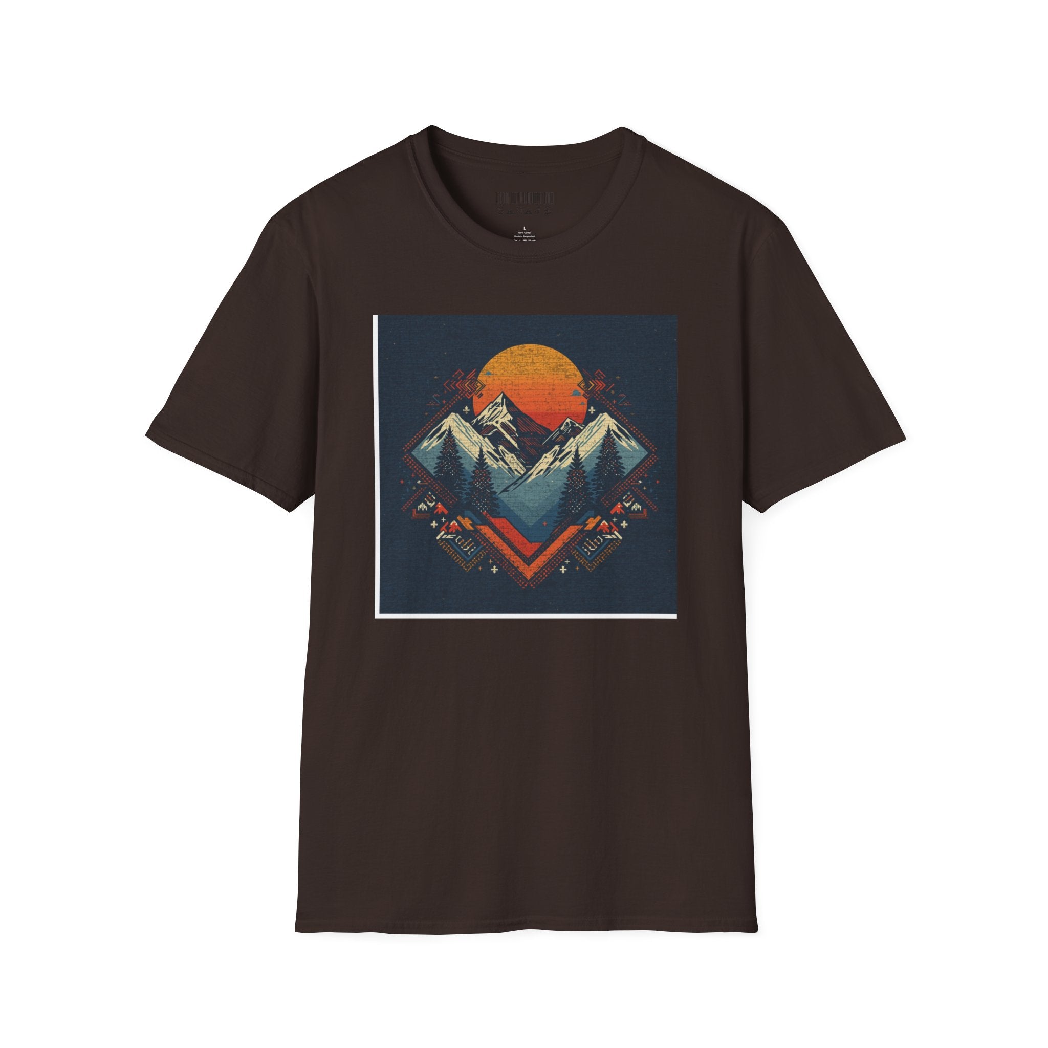 Retro Mountain Sunset T-Shirt — Vintage Outdoor Adventure Graphic Tee