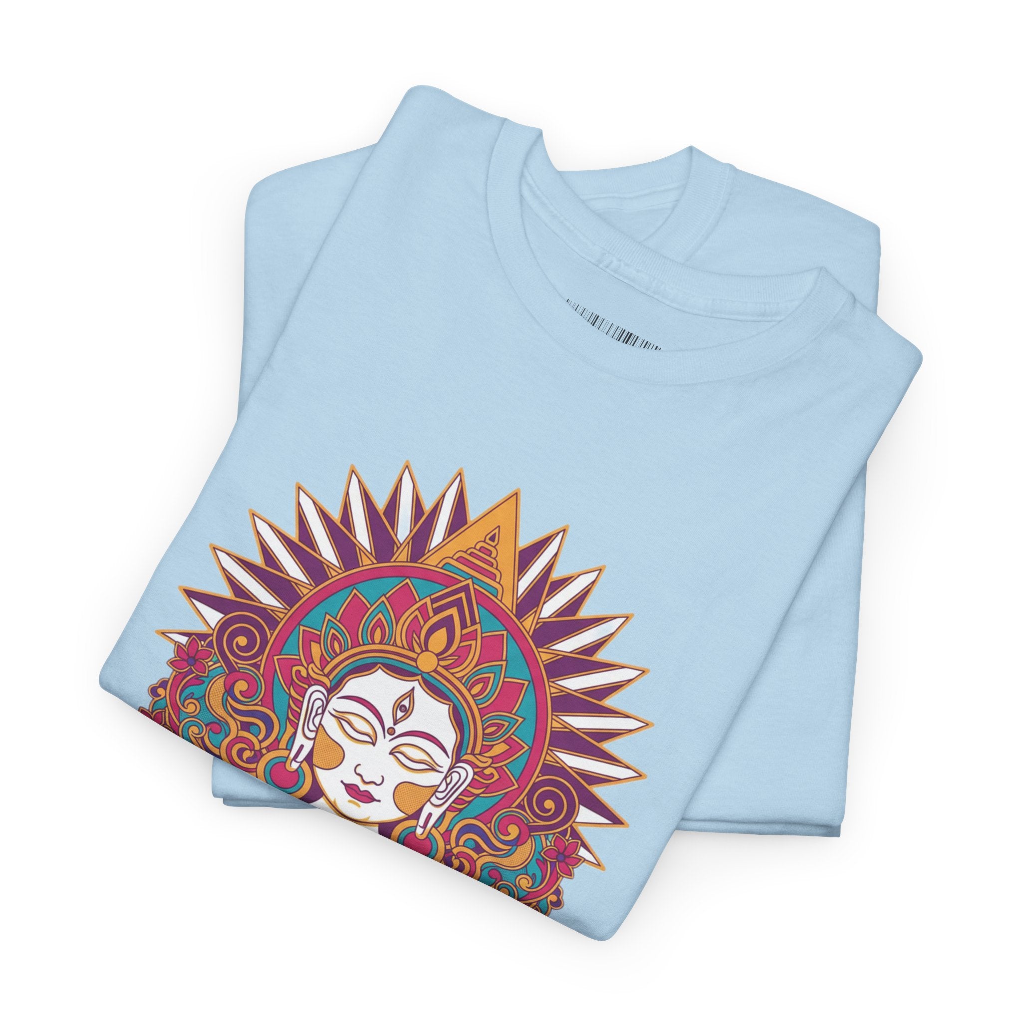 Spiritual Goddess Sun Mandala Tee — Colorful Boho Yoga T‑Shirt