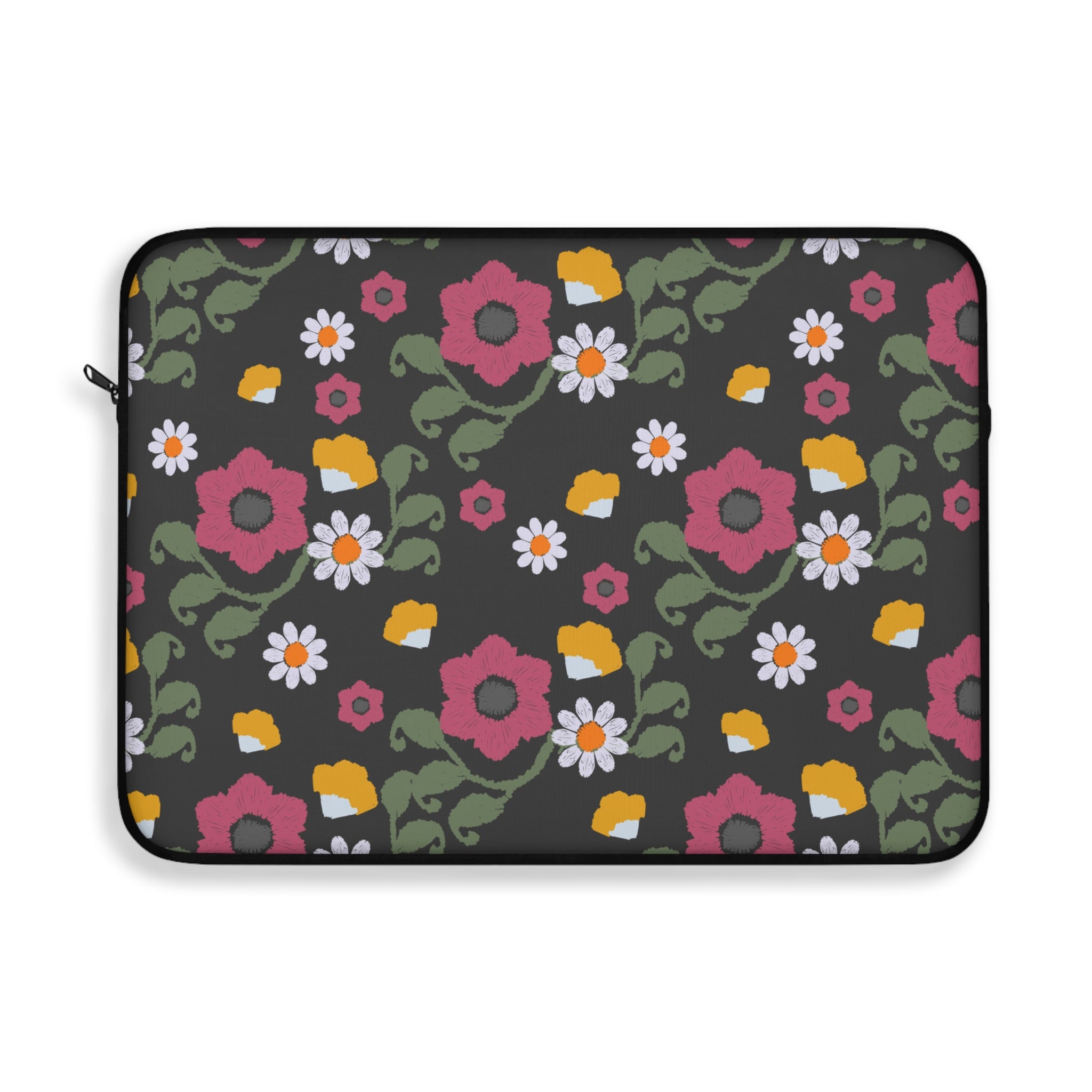 Floral Laptop Sleeve - Blooming Pattern Sleeve for School, Work, Gifts, Tech Accessories, Computer Case