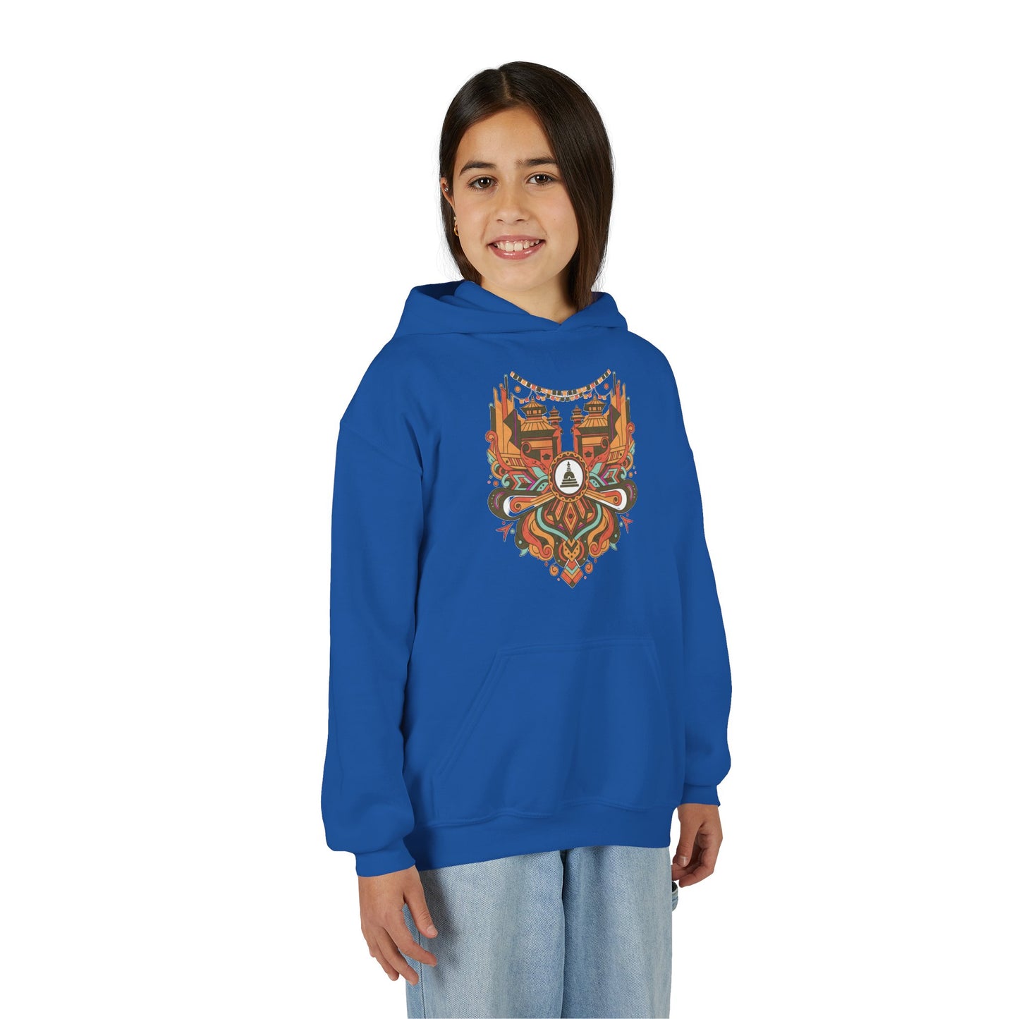 Youth Hoodie — Rustic Peace Mandala Graphic