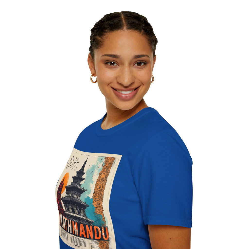 Kathmandu Vintage Travel T-Shirt – Retro Nepal Skyline Graphic Tee, Cultural Tourism Design