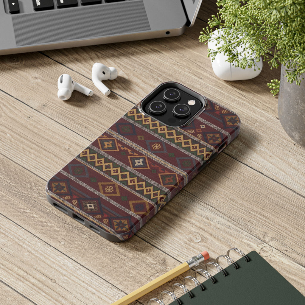 Aztec Pattern Tough Phone Case — Rustic Tribal Protective Cover