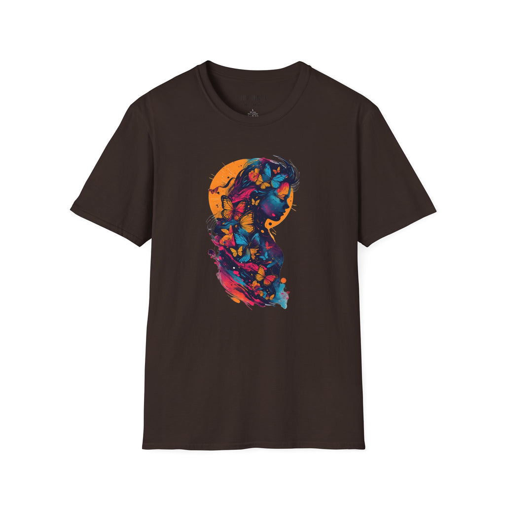 Butterfly Silhouette T-Shirt — Colorful Floral Profile Tee