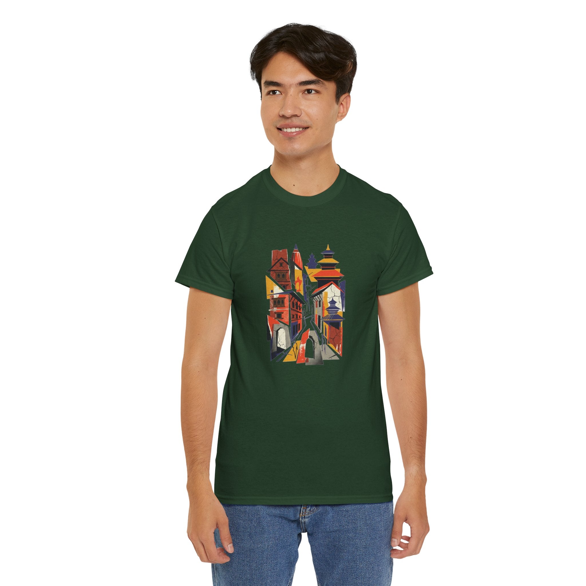 Cityscape Abstract Tee — Colorful Urban Architecture Graphic T‑Shirt