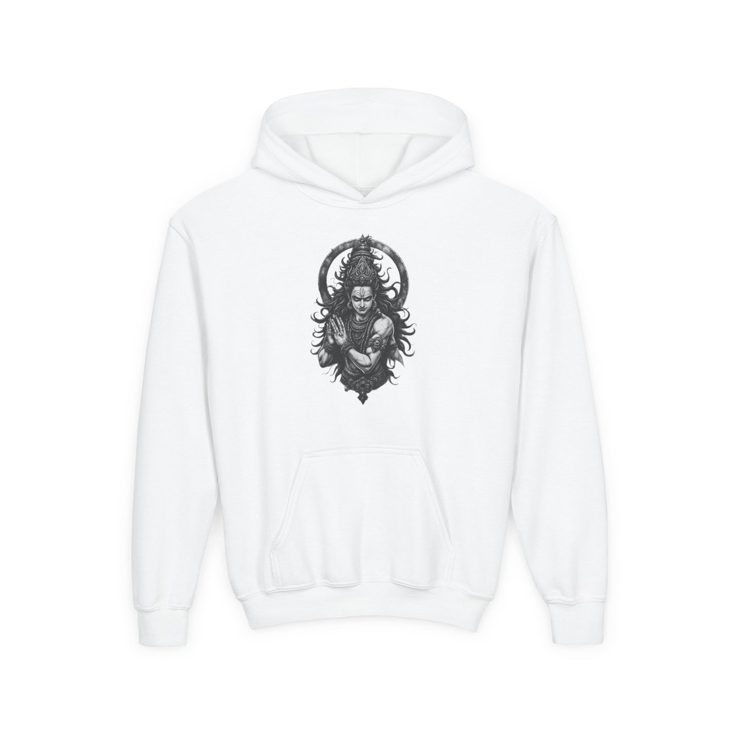 Youth Hoodie with Gothic Goddess Skull Art — Dark Fantasy Graphic Pullover