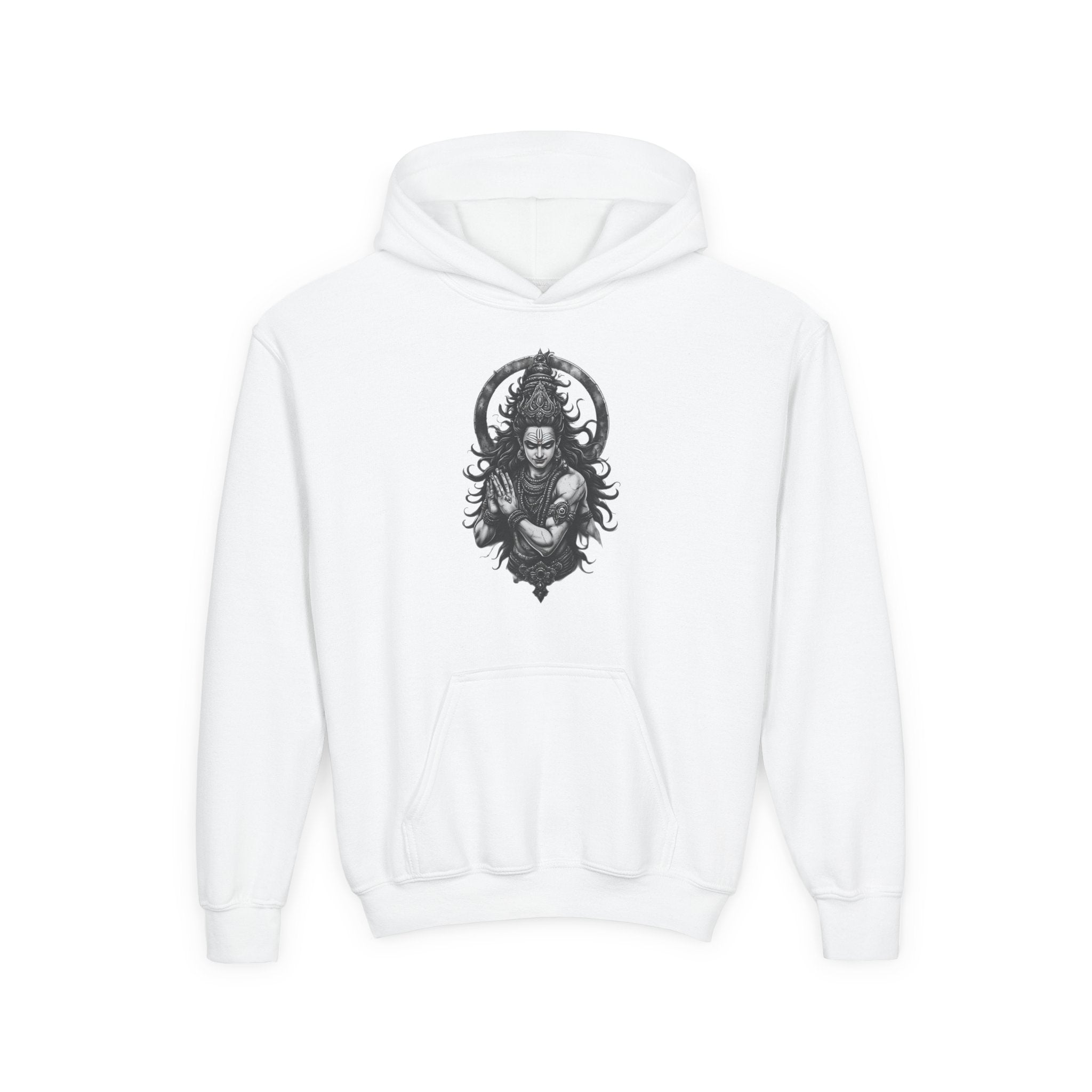 Youth Hoodie with Gothic Goddess Skull Art — Dark Fantasy Graphic Pullover