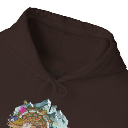 Adventure Landscape Hoodie — Cozy Mountain & Cabin Graphic Sweatshirt