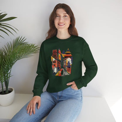 Crewneck Sweatshirt — Abstract Cityscape Graphic (Colorful Architectural Illustration)