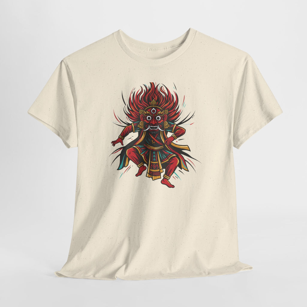 T-Shirt — Fierce Red Oni Demon Graphic Tee (Mythic Japanese Mask Design)