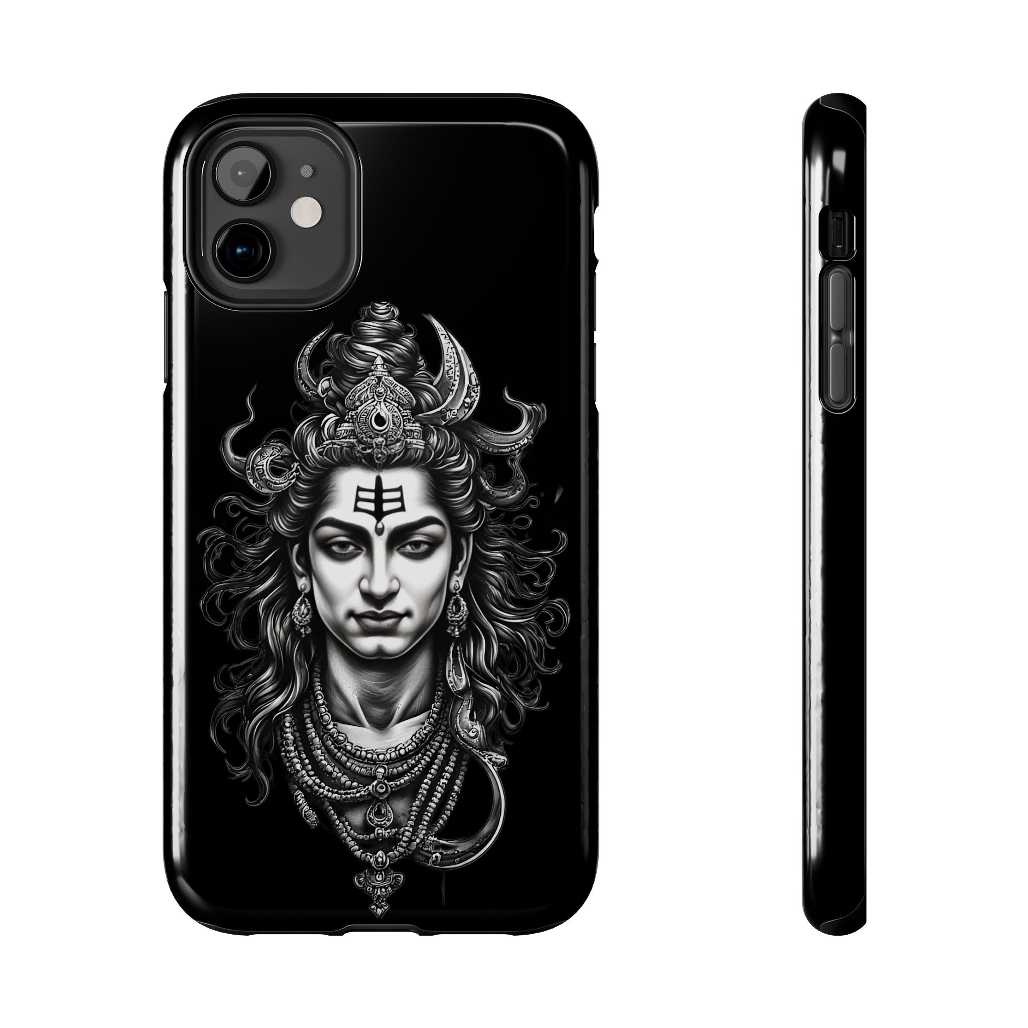 Phone Case — Intricate Lord Shiva Illustration on Black Tough Case