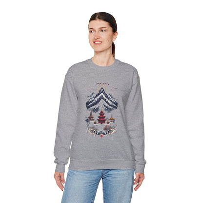 Japanese Mountain Pagoda Crewneck Sweatshirt