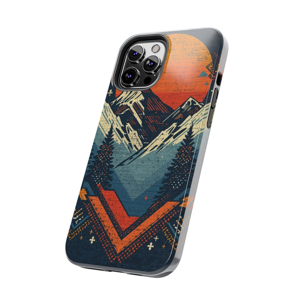 Tough Phone Case — Retro Mountain Sunset Design
