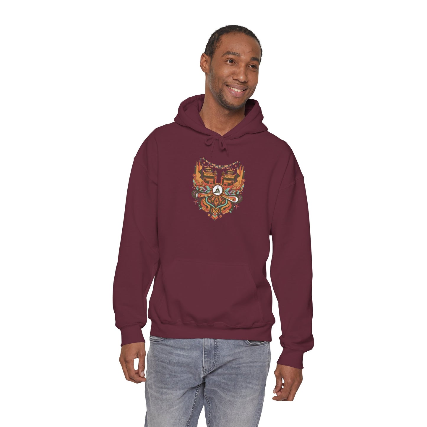 Spiritual Mandala Buddha Hoodie — Colorful Meditation Graphic Sweatshirt
