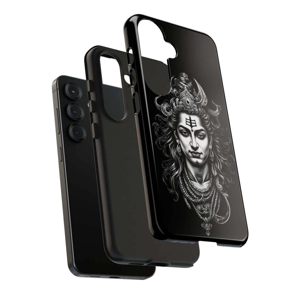Phone Case — Intricate Lord Shiva Illustration on Black Tough Case