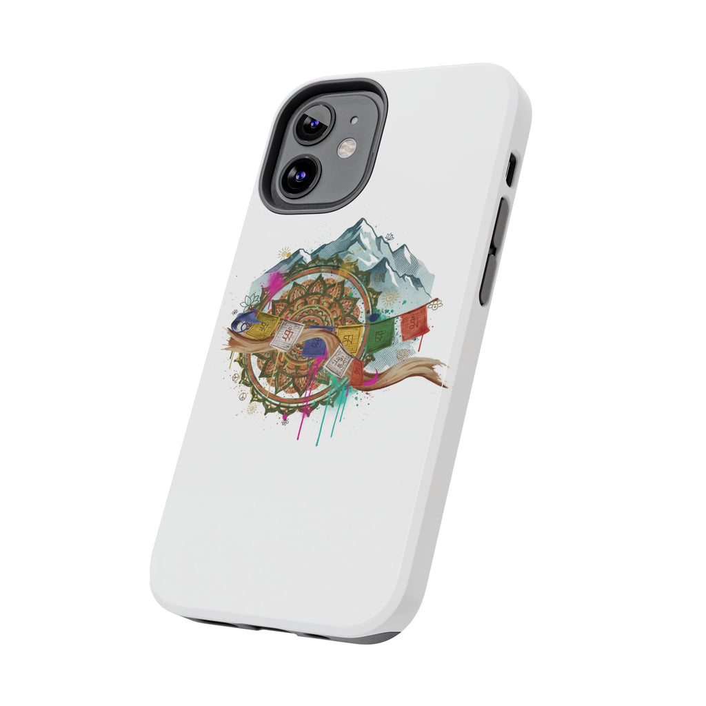 Mountain Compass Tough Phone Case with Prayer Flags & Fish Design