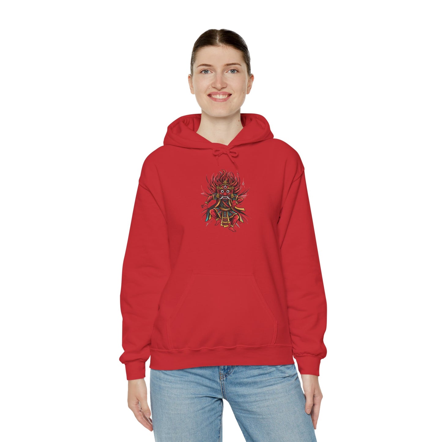 Demonic Oni Mask Hoodie — Japanese Demon Illustration Sweatshirt