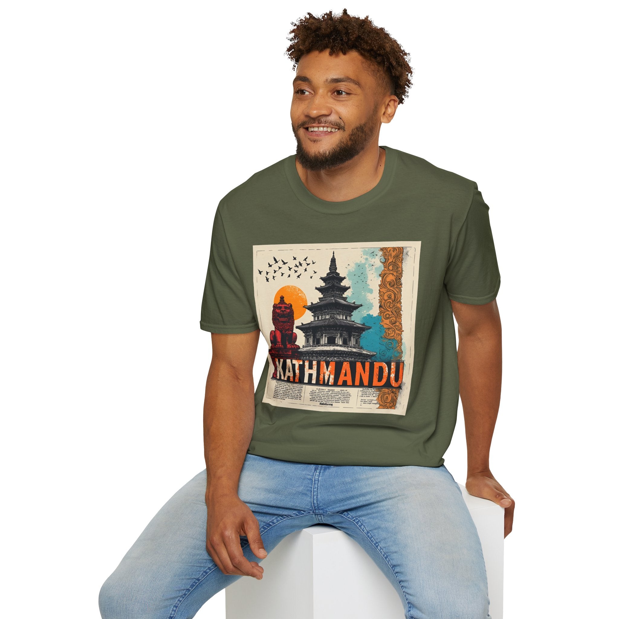 Kathmandu Vintage Travel T-Shirt – Retro Nepal Skyline Graphic Tee, Cultural Tourism Design