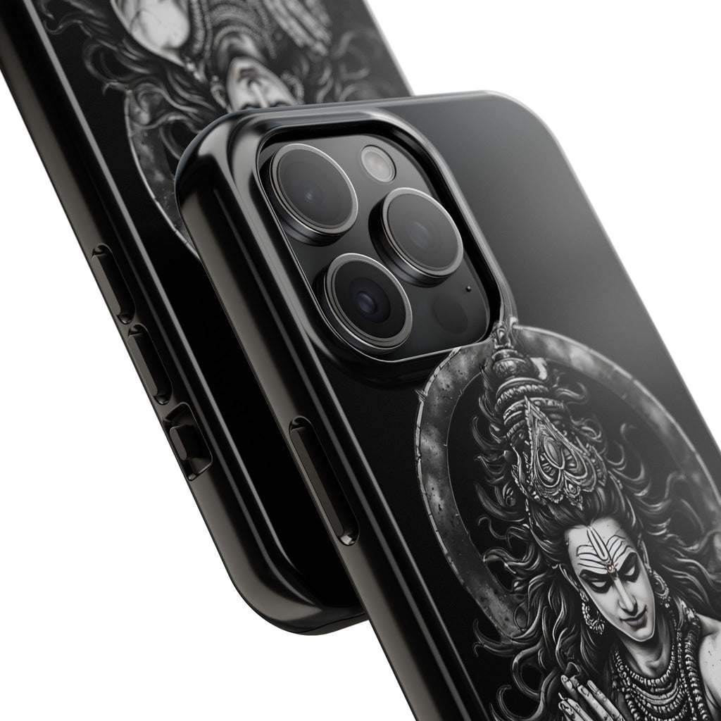Shiva Tough Phone Case — Black Protective Hindu Deity Design