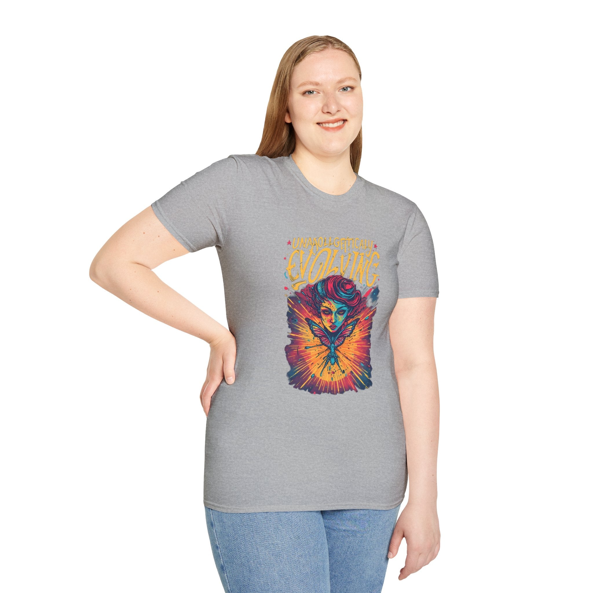 Evolving Butterfly Graphic T-Shirt — "Unapologetically Evolving" Vibrant Psychedelic Tee