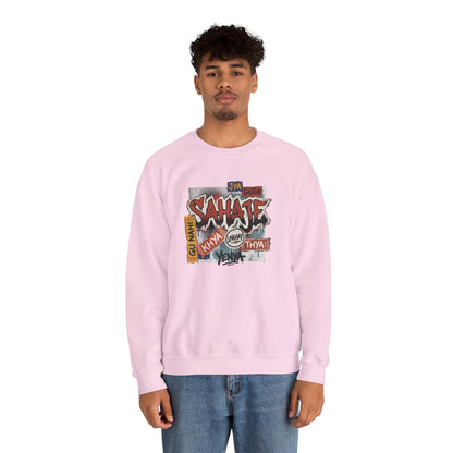Crewneck Sweatshirt — 'Sahaje' Vintage Sticker Collage Graphic