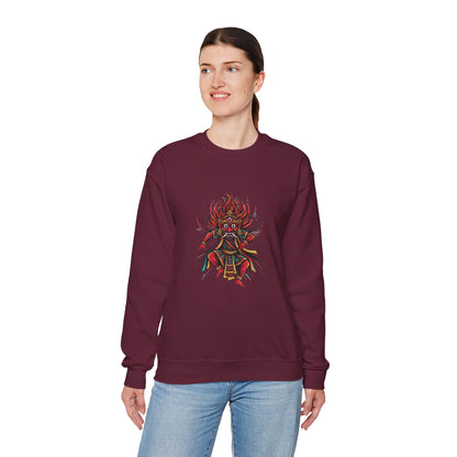 Crewneck Sweatshirt — Red Demon Guardian Graphic