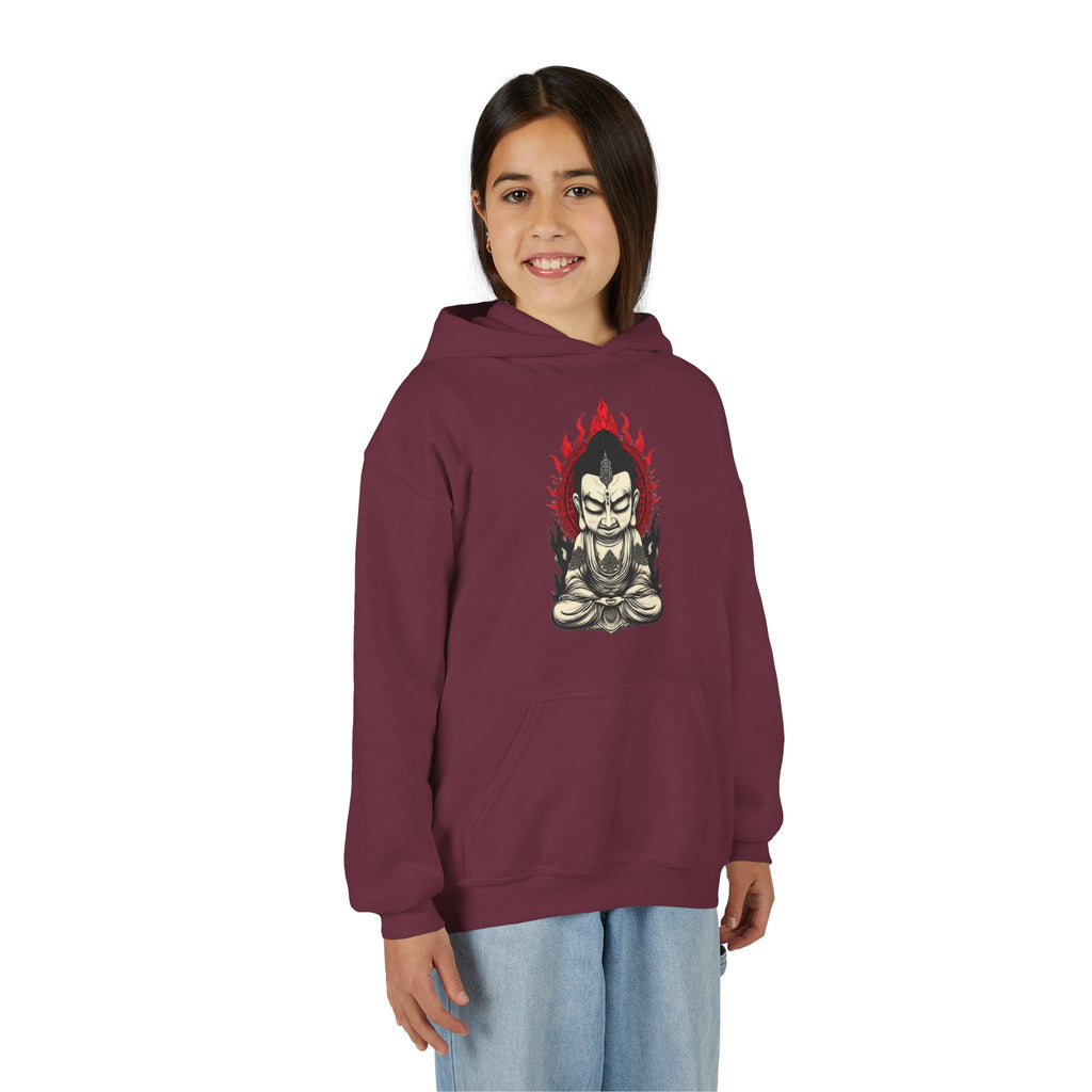 Youth Hoodie — Flaming Meditating Demon Graphic