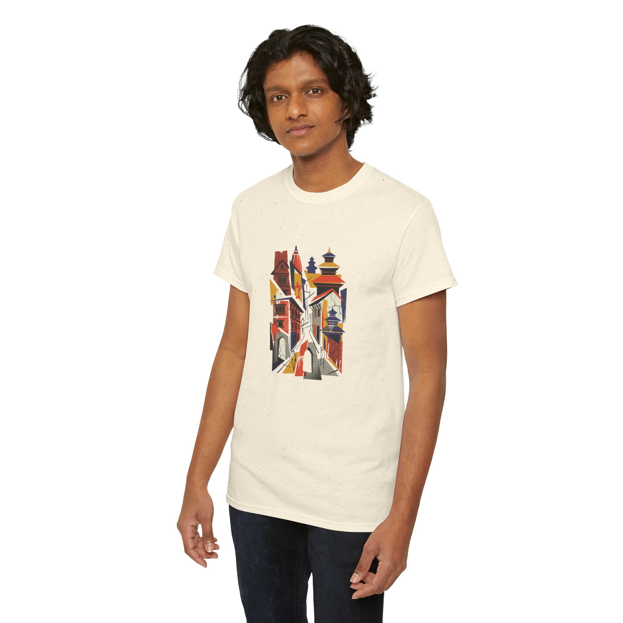Cityscape Abstract Tee — Colorful Urban Architecture Graphic T‑Shirt