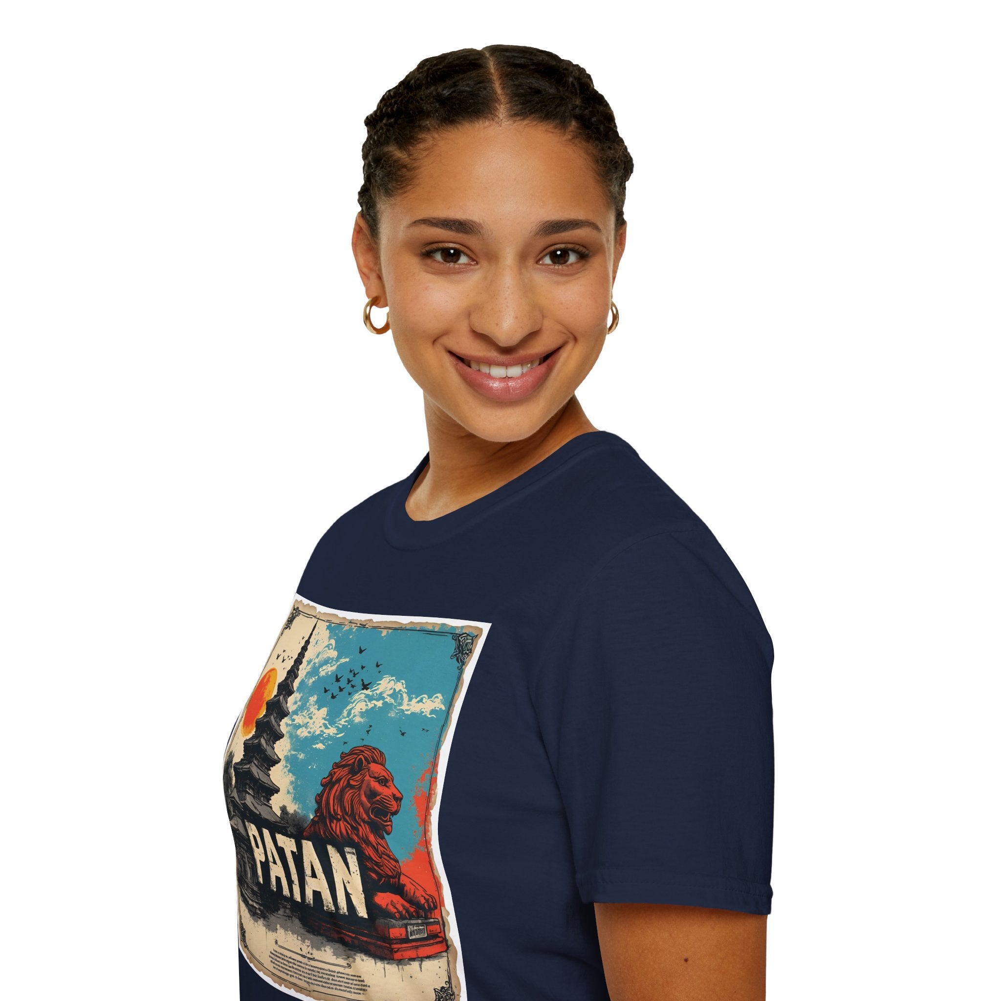 Patan City T-Shirt – Temple & Lion Graphic Tee, Nepali Cultural Heritage Design