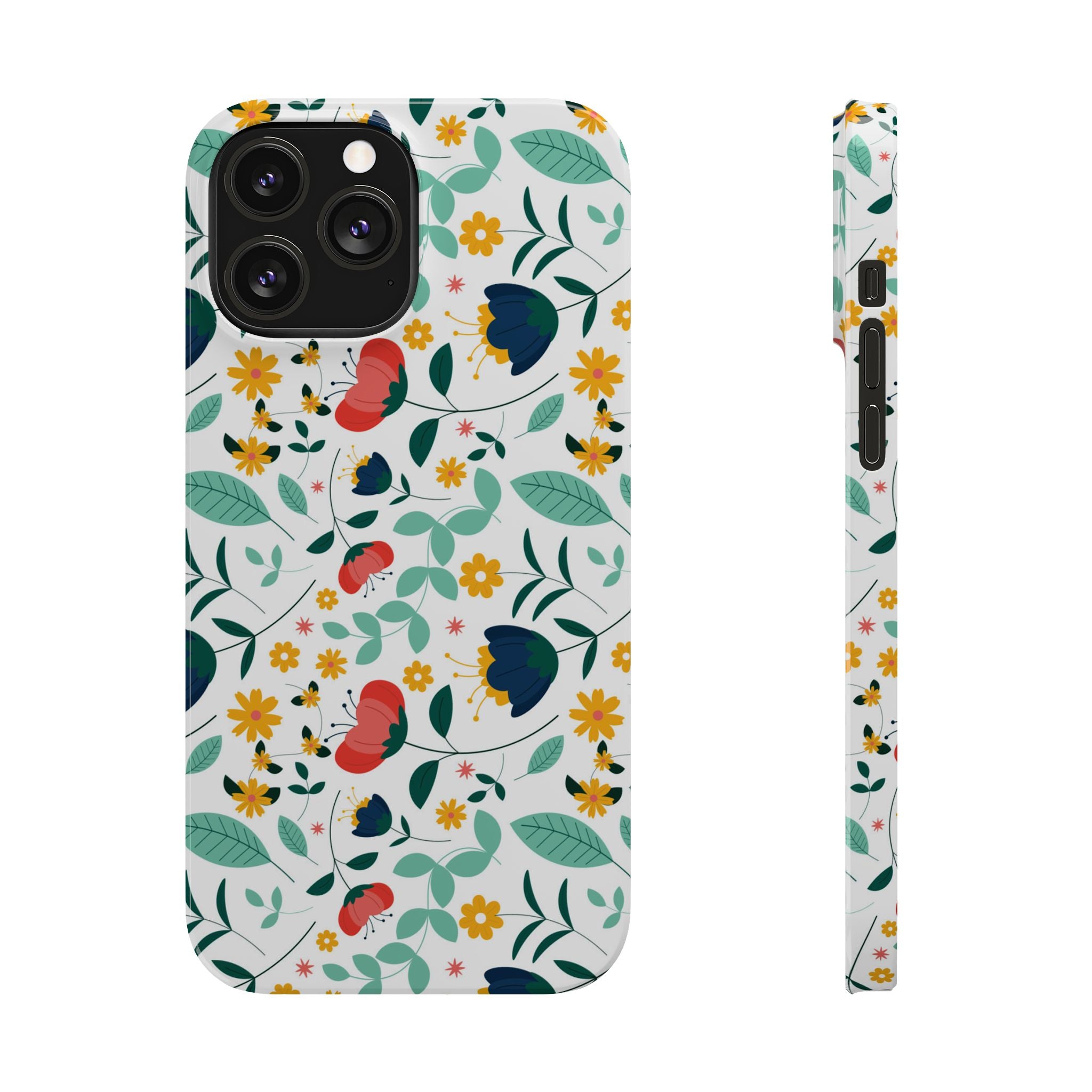 Floral Slim Phone Case — Colorful Folk Flower Pattern