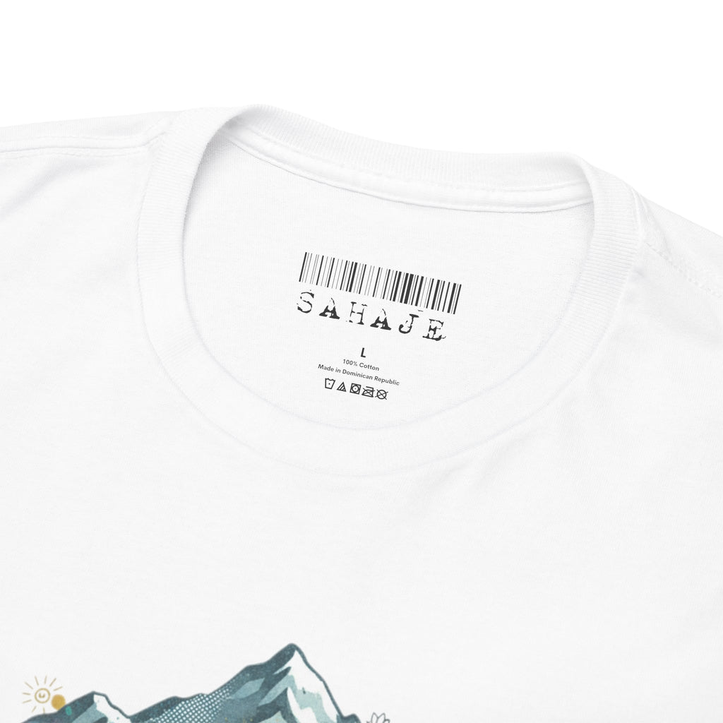 Adventure Compass Graphic Tee — Mountain, Globe & Flag Illustration