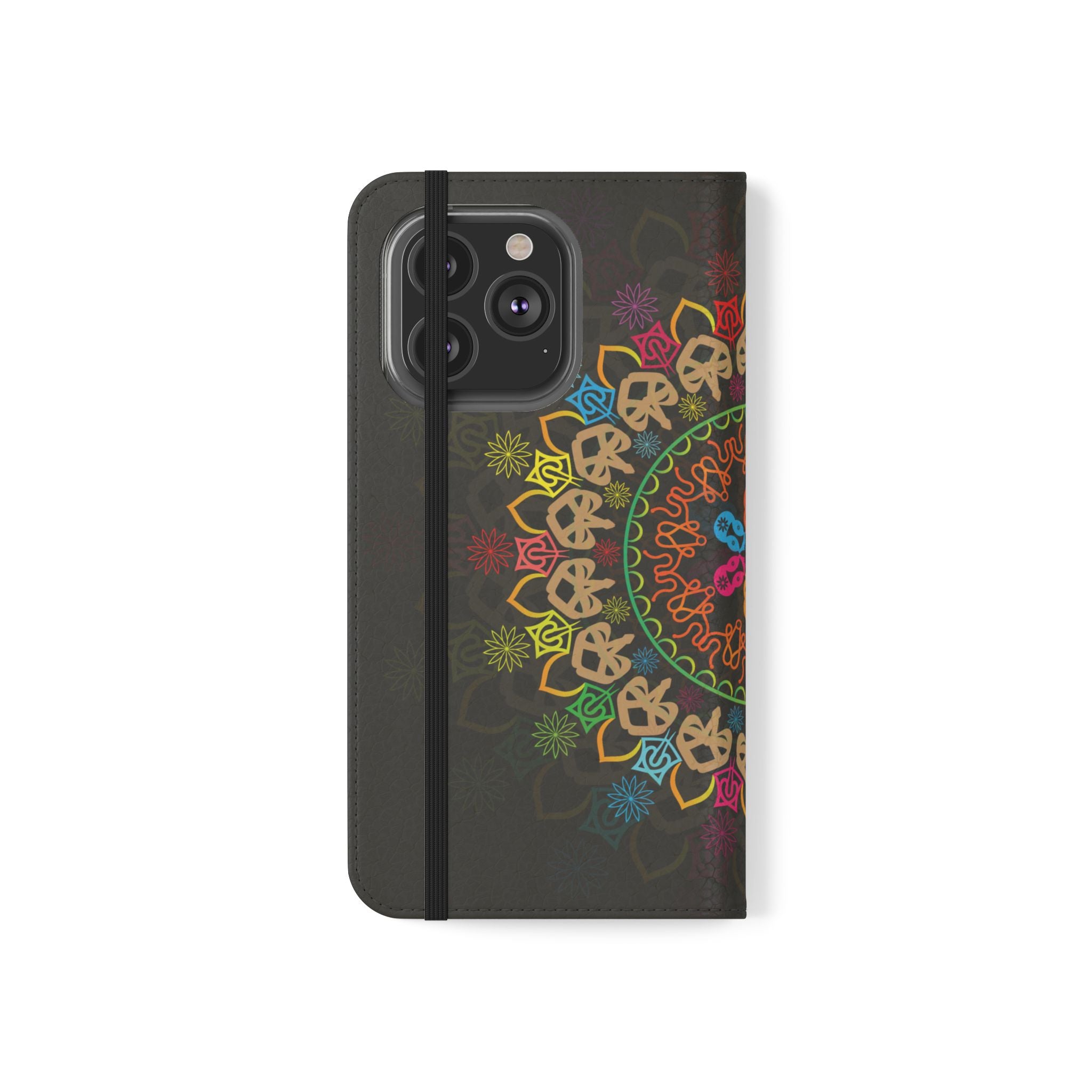 Colorful Mandala Flip Case for Phone, Bohemian Style Wallet Cover, Unique Gift for Her, Vibrant Phone Accessories, Eco-Friendly Protection