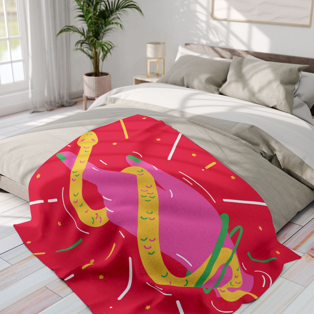 Vibrant Snake Hand Fleece Blanket