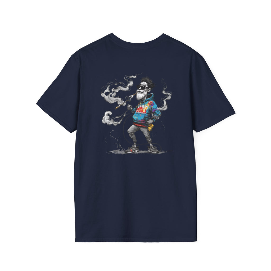 Cartoon T-Shirt – Funny Old Man Smoking Street Graphic Tee, Anti-Smoking Awareness Shirt