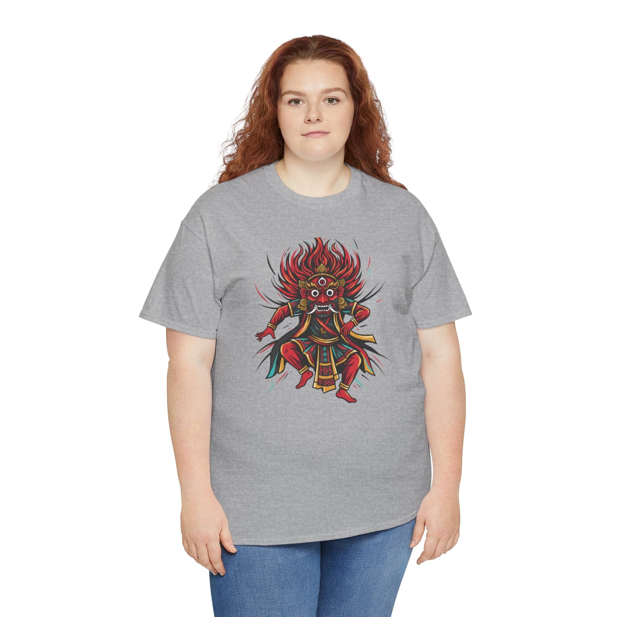 T-Shirt — Fierce Red Oni Demon Graphic Tee (Mythic Japanese Mask Design)