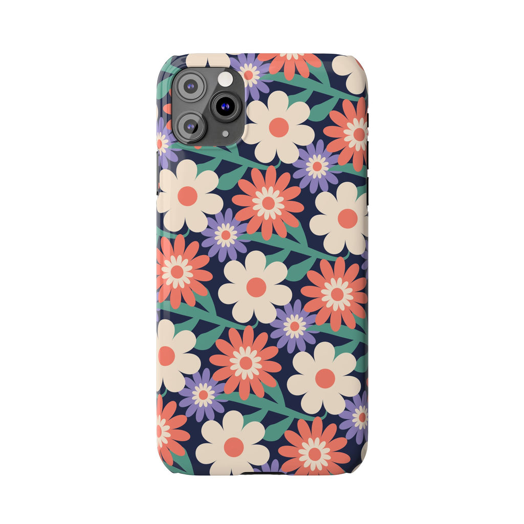 Floral Retro Slim Phone Case – Navy Ditsy Flowers