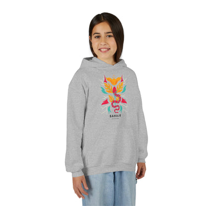Youth Hoodie — Colorful Sahaja Floral Serpent Design
