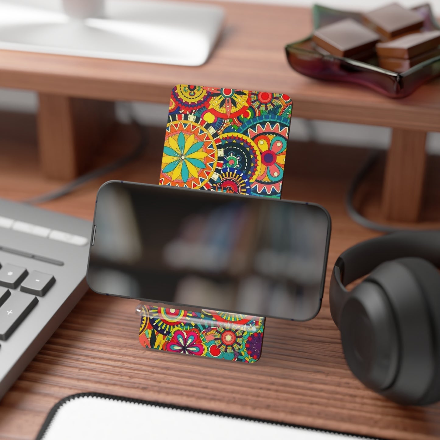 Vibrant Mobile Display Stand, Colorful Phone Holder, Unique Smartphone Dock, Desk Accessory, Ideal Gift for Tech Lovers