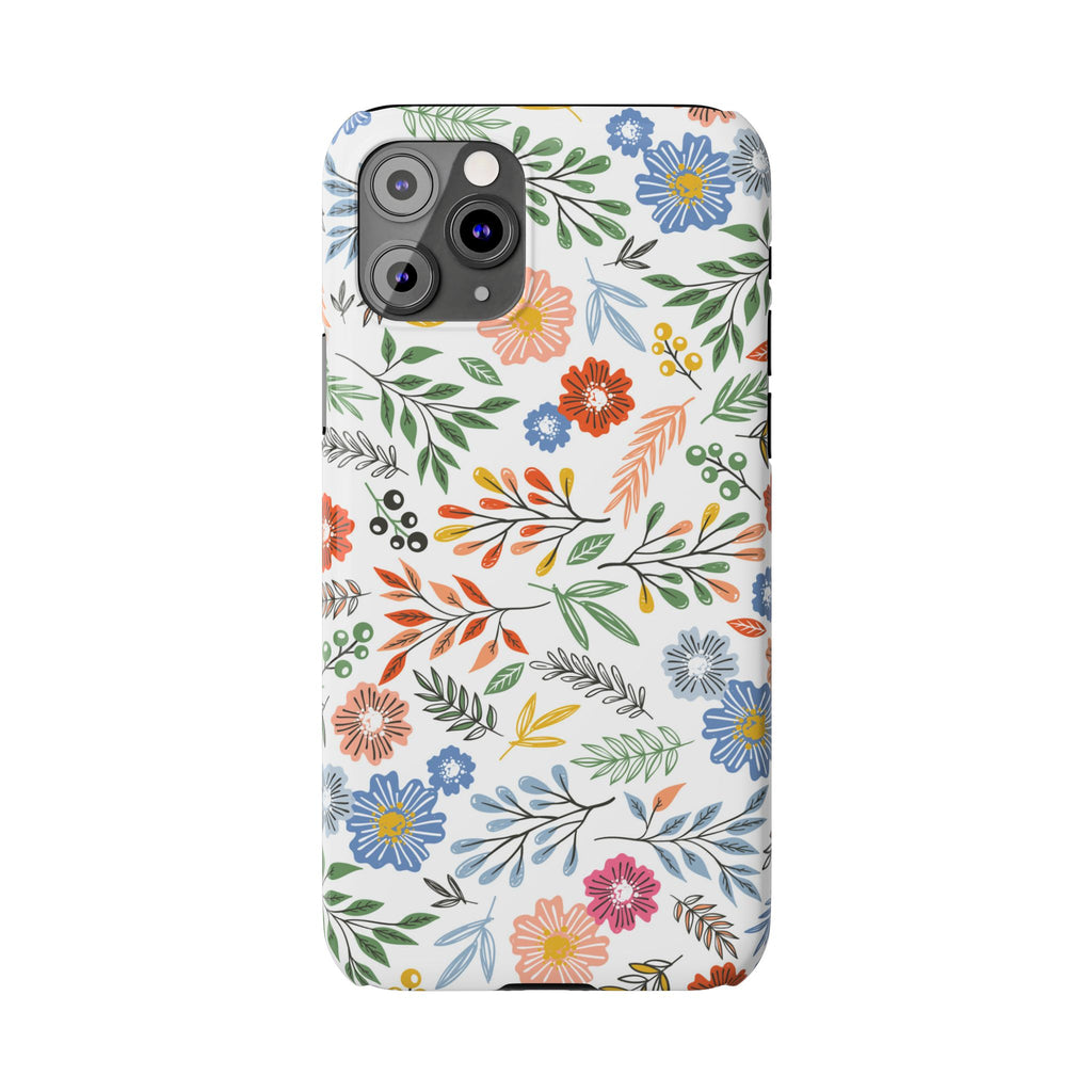 Slim Floral Phone Case — Colorful Hand-Drawn Wildflower Design