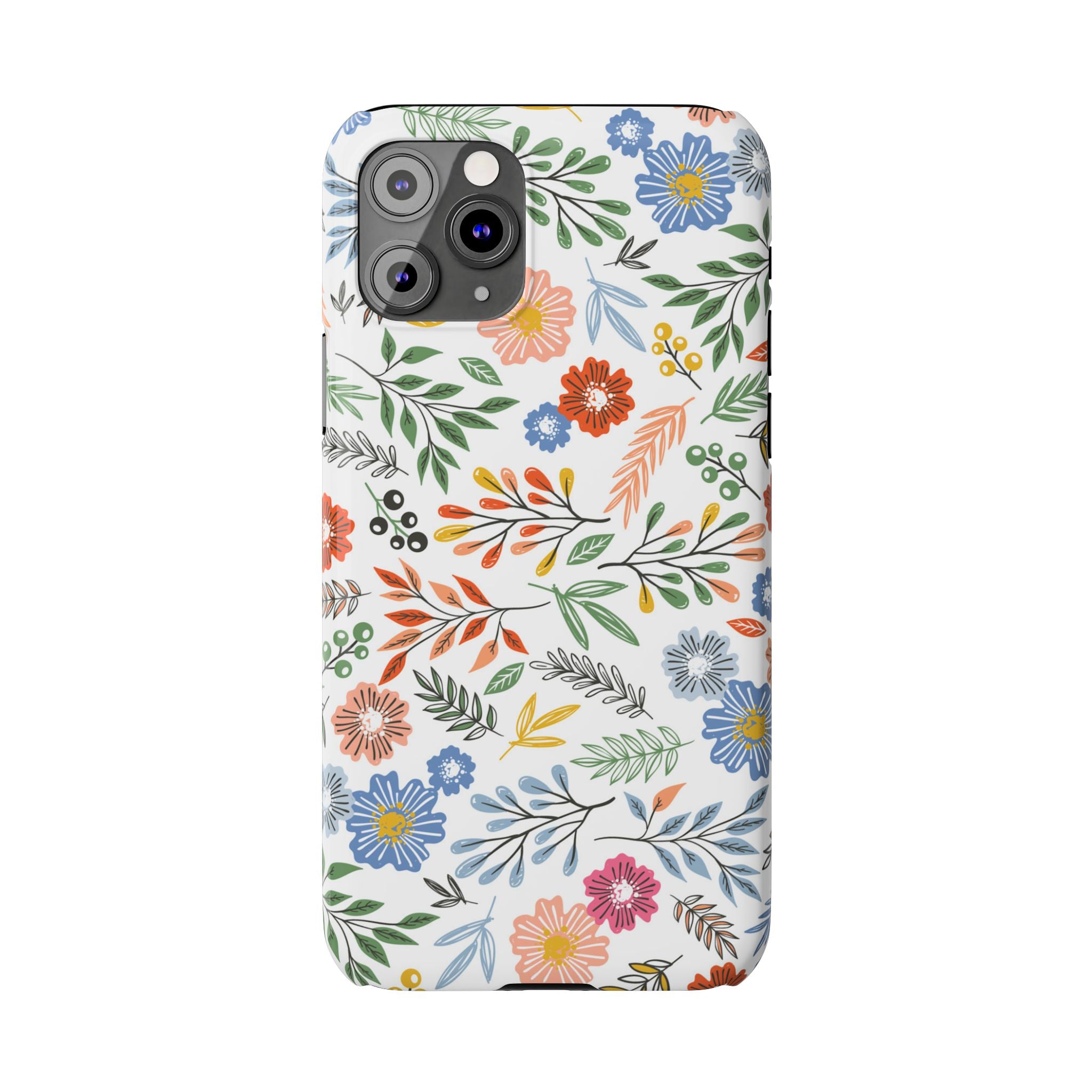 Slim Floral Phone Case — Colorful Hand-Drawn Wildflower Design